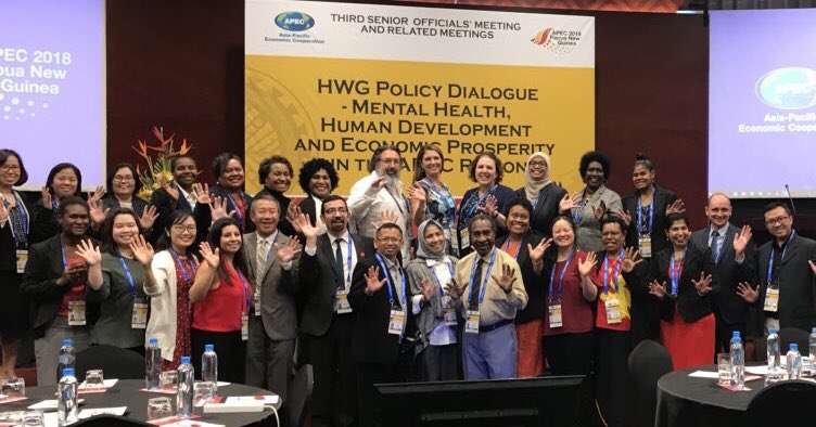 APEC delegates and guests pose for a group photo at the Health Working Group's Health Policy Dialogue on the theme of Mental Health